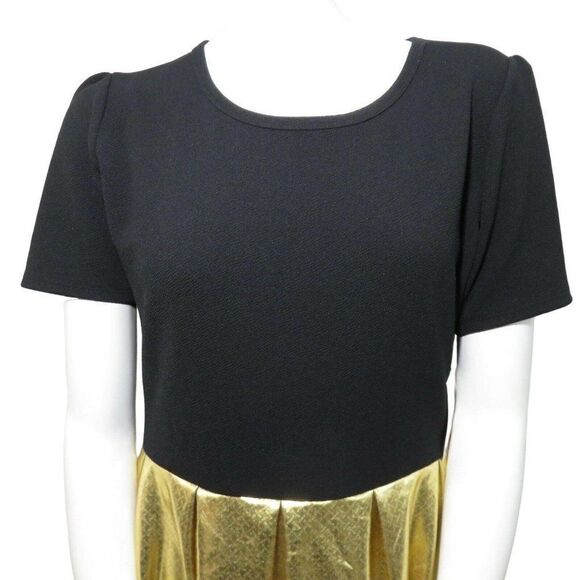 New LuLaRoe S Amelia Dress Elegant Collection Black Gold Lame Sparkle Shimmer - Picture 2 of 9